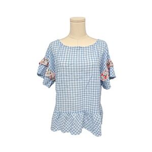 NWT‎ MATILDA JANE XS Top Gingham Check Plaid Floral Ruffles Flounce Gauzy